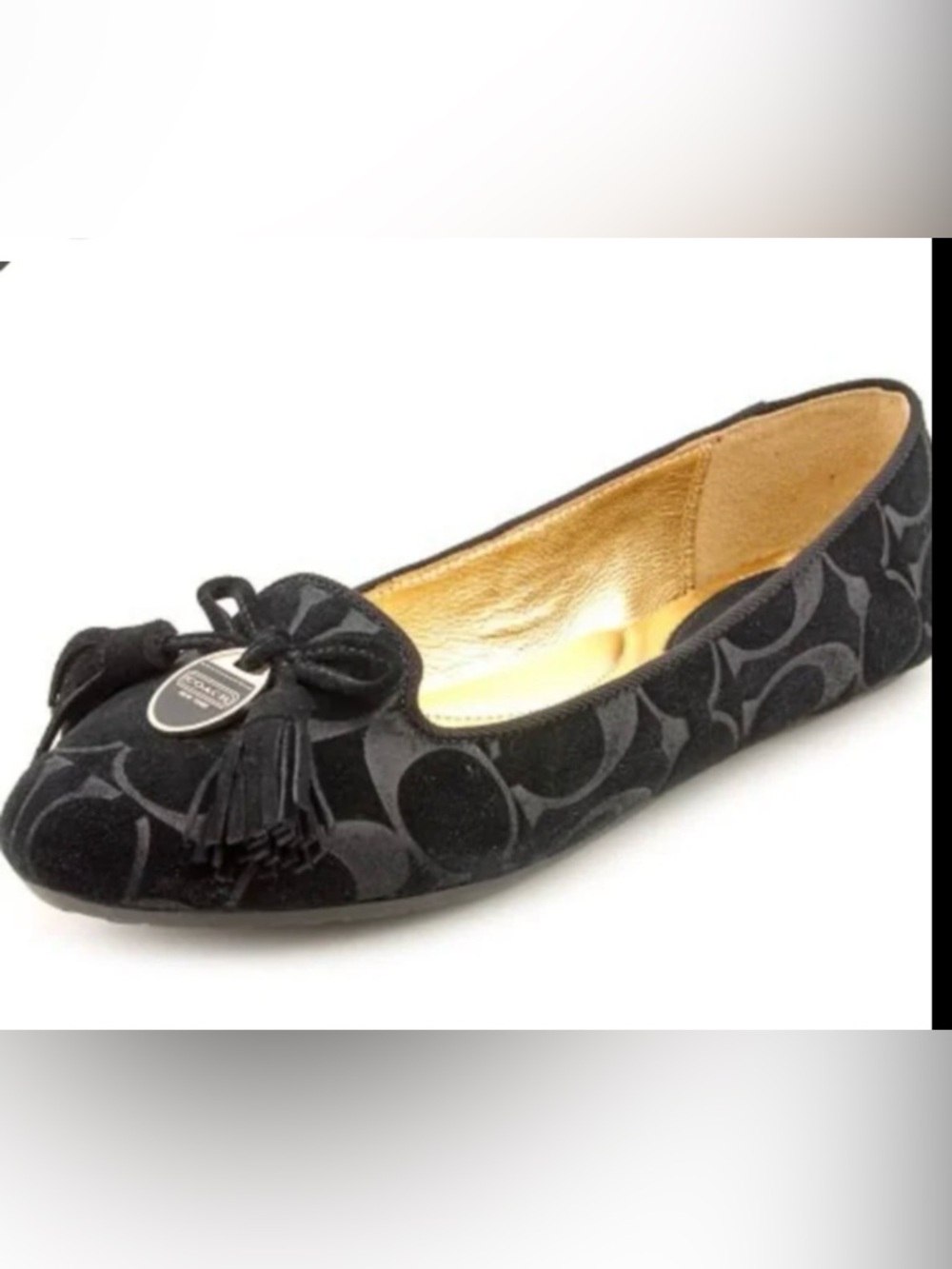 COACH DAHLIA BLACK SUEDE SIGNATURE TASSEL LOAFER SIZE 8